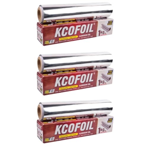 Image of Aluminium Foil Roll -1Kg | ISI Certified | 18 Micron Thickness Food-Grade Silver Foil Paper for Lunch & Tiffin | Multipurpose Kitchen Wrap for Cooking, Baking, Grilling & Food Storage | Pack of-3