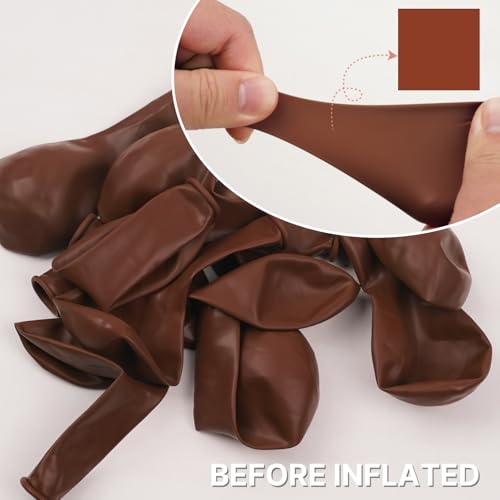 Image of PartyWoo Dark Brown Balloons 140pcs Different Sizes of 18 12 10 5 Inch Boho Neutral Coffee Tan Balloon Arch Kit Garland for Birthday Boy Baby Shower Jungle Safari Fall Party Decorations Brown-F08
