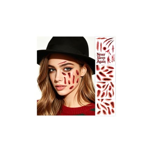 Halloween Fake Blood Makeup, Face Scars Temporary Tattoos for Women Adults - image 1