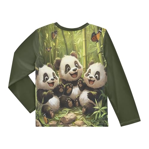 Happy Pandas Green Boy's Rash Guard Swim Shirt Long Sleeve Sun Shirt for Toddler Kid UPF50+2
