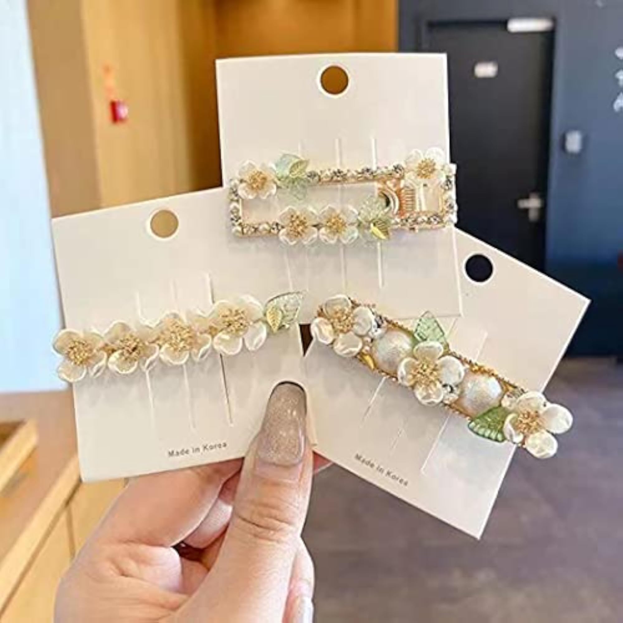Colorful Decorative Shiny Flower Hair Clips, Unique Dainty Barrettes