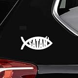 Matériel: PVC... Design Aufkleber Auto 15,2 cm x 6,2 cm satan fisch jesus teufel gott motorrad auto aufkleber s emblem autozubehör in für auto laptop fenster aufkleber