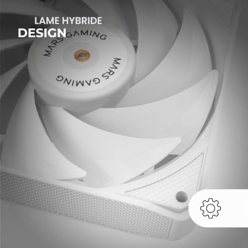 Mars Gaming MF-NCLX2, Kit 2x Ventilateurs Ultra-Silencieux 120mm, Design Pales Hybrides, Ventilateurs 2en1 avec Roulement FDB Cuivre Hyper-Équilibré, Système Connexion PWM, Pads Anti-Vibration, Blanc