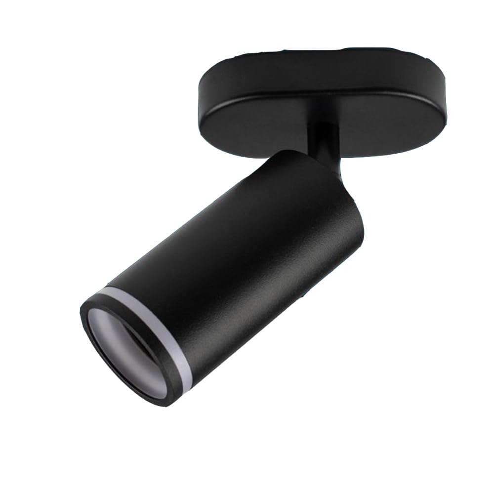 Vetrineinrete® Applique plafoniera orientabile da soffitto o parete 1 diffusore lampada attacco GU10 per bagno soggiorno bianco o nero (Nero)