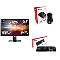 MSI Optix MAG251RX Esports Gaming Monitor 24,5 Zoll (62,2 cm), Full HD (1920x1080), 240Hz, 1ms, IPS, G-Sync, HDR400, Flat mit MSI Vigor GK 50 LP DE + Clutch GM50 Gaming Maus