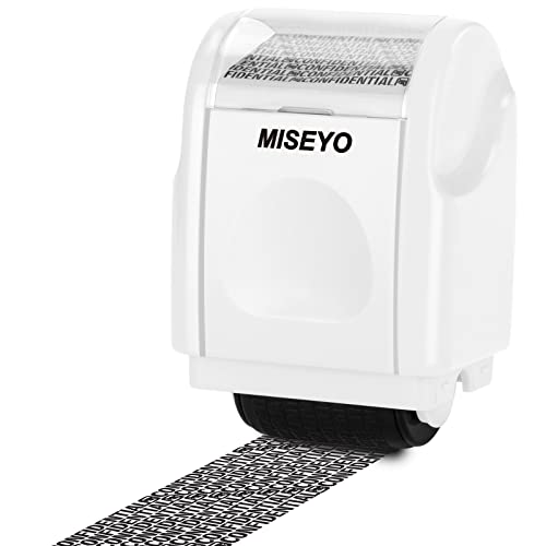 Miseyo Identity Theft Protection Roller Stamps for Data Barcode ID Privacy,Anti-Theft Security Prevention Confidential Roller Stamp Easy for Guard Personal Information Blockout - White