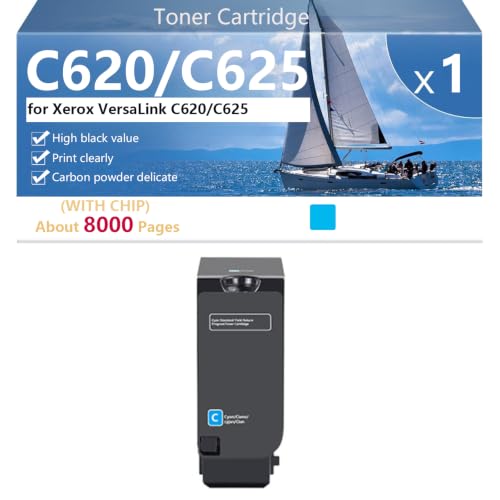 Cartouche toner C620 compatible Xerox VersaLink C625 cyan haute autonomie