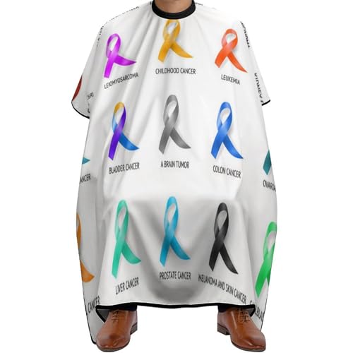 Fashion Hair Cutting Barber Cape, Professional Haircut Salon Cape for Men Women All Cancer Ribbon Set