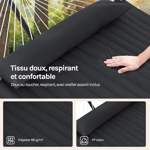 Hamac avec support extérieur grand balcon camping et coussin intégré