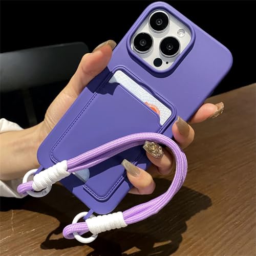 Étui de téléphone silicone violet antichoc porte-cartes dragonne iPhone 11