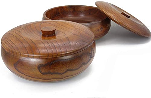 WYOERN Tigela de madeira tigela de salada de madeira com tampa para sopa frutas vegetais, macarrão,