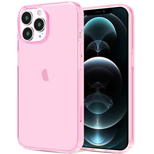 JJGoo Compatible with iPhone 12 Pro Max Case Clear, Transparent Soft Shockproof Protective Slim Thin Bumper Cover Phone Case, Pink