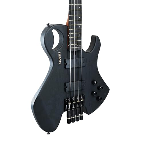 Image of Kadence EBHL01BK Chronicle 46.5 inch Electric Bass Guitar | P Style | Solid Ash Wood | Split-coil Pickup Setup | Gig Bag + Cable | Black