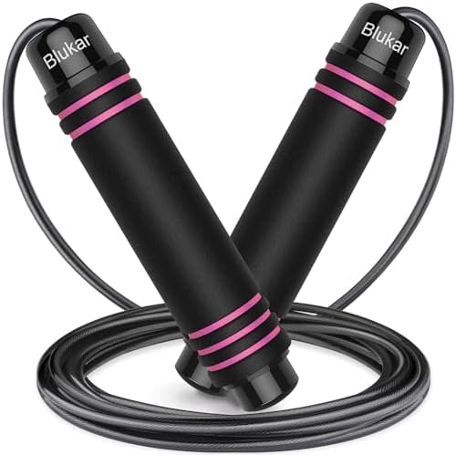 Blukar Springseil, Speed Rope Verstellbar mit Hautfreundlich Schaum Griffe | 3 Meter Länge Einstellbar, Rutschfest und Ideal für Fitness & Ausdauer & Seilspringen, geeignet für Erw