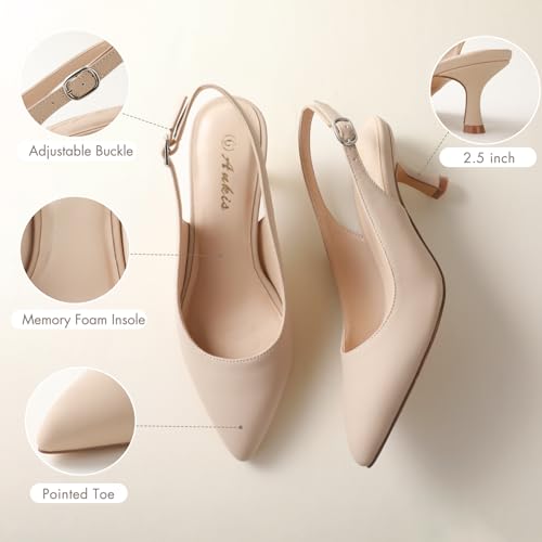 Image of Ankis Women's Slingback Kitten Heels Closed Pointed Toe 2.5in Dress Pumps