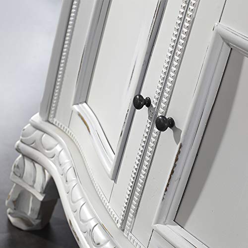 Ove Decors Islay 36 In. Bathroom Vanity And Sink Combo Carved Cabinet With Black Granite Top | Backsplash Included, 35 Inches, Antique White Gold Brushed #TOP3