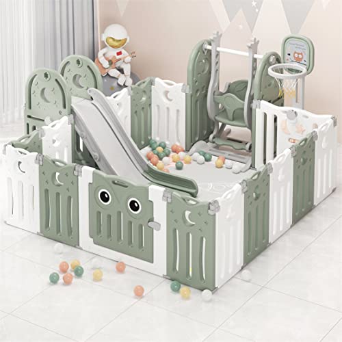 Box Pieghevole Per Bambini 130x130 Cm | Recinto Sicuro Con Rete | Centro Attività Per Neonati (Beige)