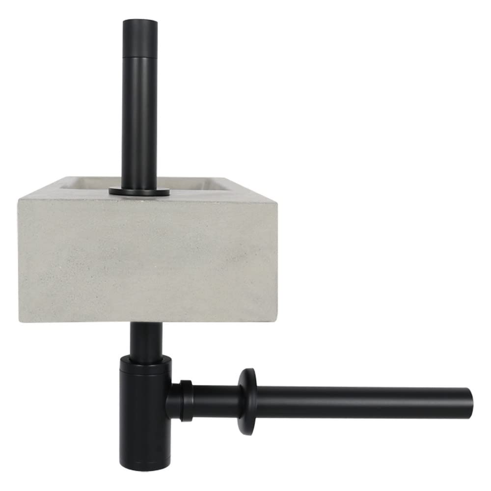 Differnz Jukon Lavabo - Lave main Béton Gris Clair - Robinet Droit Noir Mat - Ensemble Complet - 38,5 x 18,5 x 9 cm