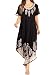 Sakkas B009 Batik Hindi Cap Sleeve Caftan Dress / Cover Up - Black / White - One Size