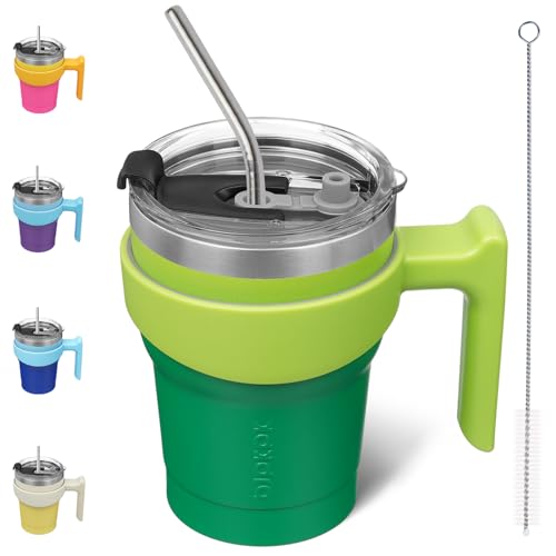 Image of BJPKPK 10 oz Mini Tumbler with Lid, Straw & Handle, Insulated Steel Cup