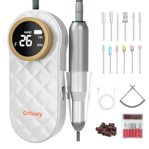 Gttiuey Electric Nail Drill, 35000RPM Nail Drill, Professional Rechargeable Nail File for Acrylic Nails Gel Polishing Removing,Efile Nail Kit for Manicure Salon Home, for Valentine's Day Gifts