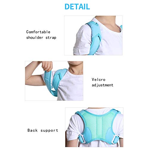 Corrector de Postura Ajustable para niños， cinturón de Soporte de Espalda， corsé ortopédico para niños， Tirantes para la Columna Vertebral， Espalda， lumbares y，Blue-M