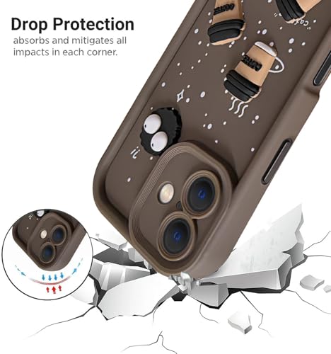 Image of SHINESTAR Back Cover for iPhone 16 - 3D Cartoon Coffee & Eyes Design | Soft Silicone Shockproof Case with Full Camera Protection | Cute & Playful Phone Cover - Brown