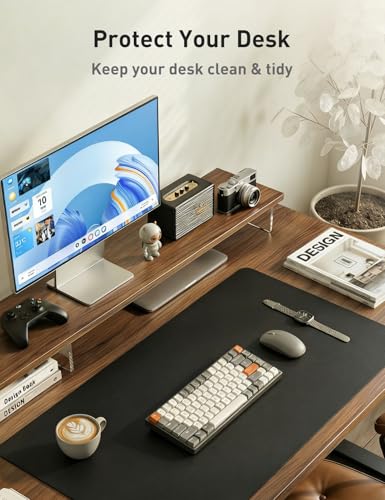 Image of Aothia Faux Leather Desk Mat - Non-Slip PU Leather Desk Blotter, Waterproof Writing Surface, Large Desk Pad for Office & Home (Black, 55 inch x 17 inch)