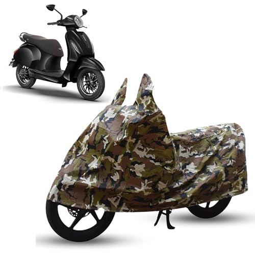 Image of Sulfar Bike Cover for Bajaj Chetak (C2501 (Entry EV)) | Waterproof, Dustproof & UV Protected | All Weather Two Wheeler Cover (Army Green) New 2026 Variants