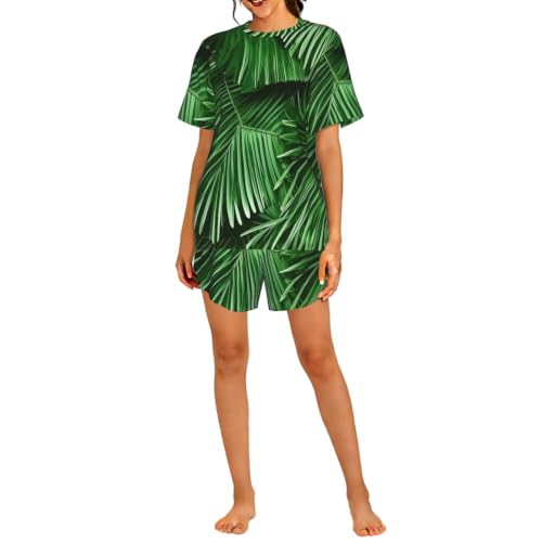 Pyjama court femmes imprimé palmier idéal pour les week-ends cocooning