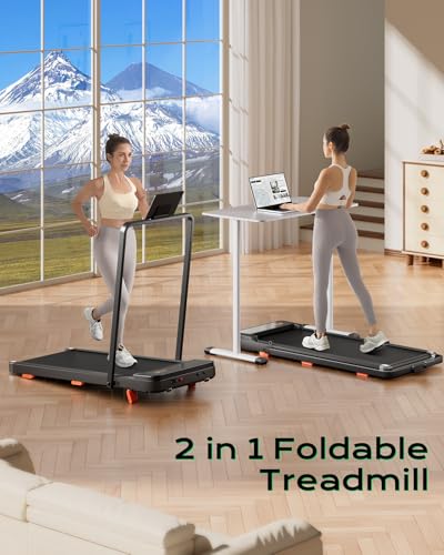 Image of TREAFLOW Walking Pad,Treadmill with Incline for Home Office, 2.5HP Portable Under Desk Treadmill with 265 Lbs Capacity,Remote Control, Led Display