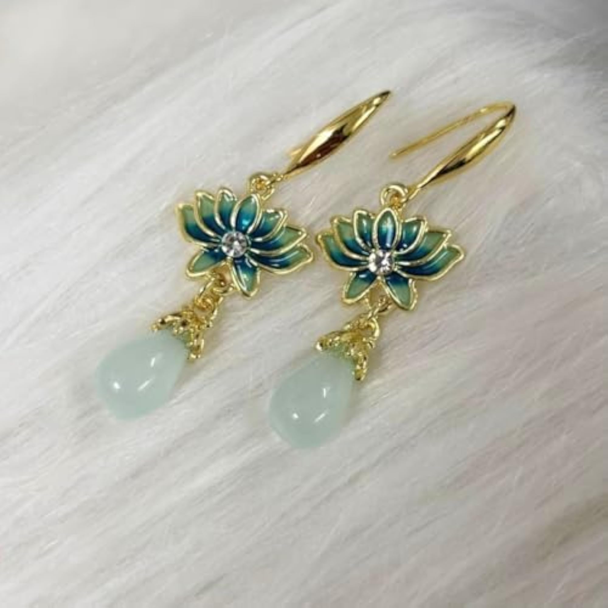 Women's Mint Bloom Pearl Dangle Earrings, Floral Bliss Design
