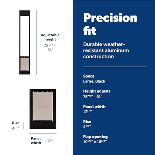 PetSafe Sliding Glass Pet Door - No-Cut DIY Install Doggy Door for Renters - Aluminum Frame - Adjustable Height 75 7/8" to 80 11/16" - Ideal for Large Dogs Up to 100 lb - Black - Thumbnail 3