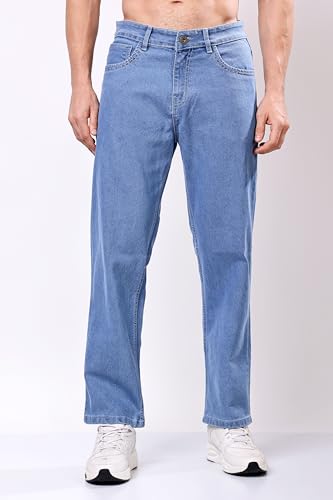 Image of EditLook Men's Denim Cotton Blend Oversized Loose Baggy Fit Mid Rise Jeans Pants for Men
