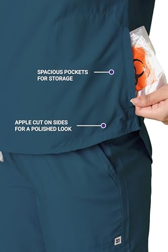 Image of Knya Scrub Suit for Women | 5 Pocket | Mandarin Top & Bottom Set | Short Sleeves | Lightweight & Breathable | Hospital Clinic & OT Wear | Medical Uniform | Scrubs for Female Doctors Nurses & Dentists