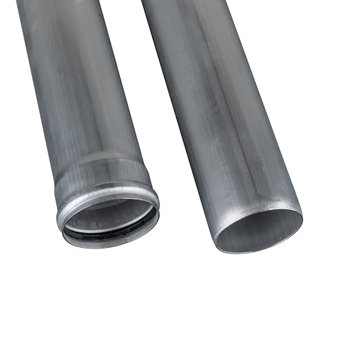 Hy- Power Pelletrohr- Verlängerung 1000 mm- 2 Stück- Aluminium- Silber- metallic- Entlüftungsfrei- Wartungsfrei- Für Pellets & Granulat- Freistehend einsetzbar-2