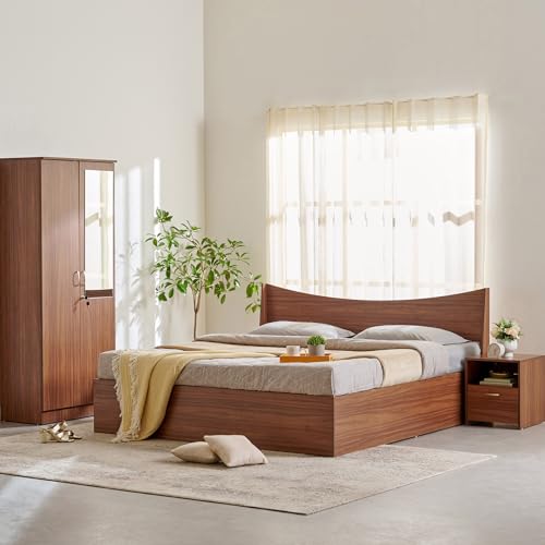 Image of Home Centre | Helios - Alton | Engineered Wood | Box Storage | Queen Beds | Walnut | 1 Year Warranty