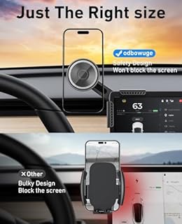 Tesla Phone Mount, [Strong Magnets & Super Stable ] Tesla Phone Holder Model 3/Y Accessories for Tesla Screen, for Magsafe Car Mount Can Be Adjusted 360° fits iPhone 15 14 13 12 Pro Max (TeslaMOUNT 1)