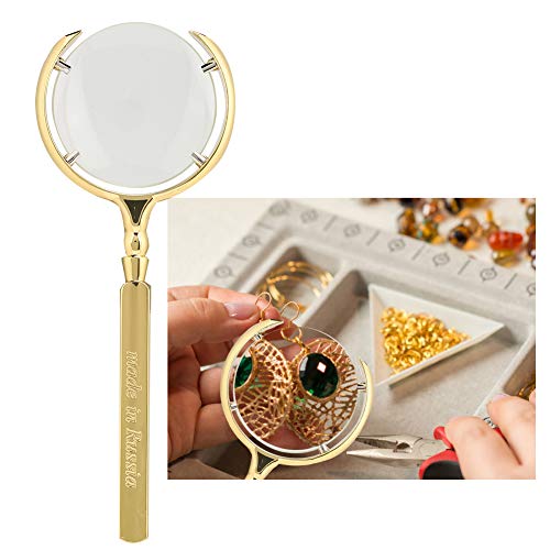 Lupe, Leselupe Vergrößerungsglas für Bücher, Handlupe Handarbeitslupe Zum Lesen von Büchern Zum Reparieren von Schmuck(Gold) Cover