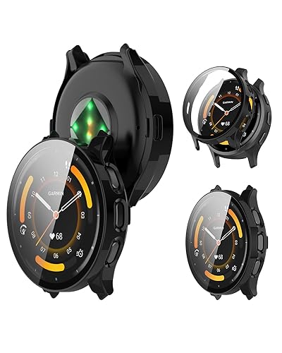 Garmin Venu3 �Ή� �P�[�X SpinoArmor �ی� �K���X�t�B���� ��̌^ TPU�S�� �ی�P�[�X �ی�J�o�[ �ϏՌ� �S�ʕی� ���E�ȒP �A�N�Z�T���[ �y�u���b�N�z