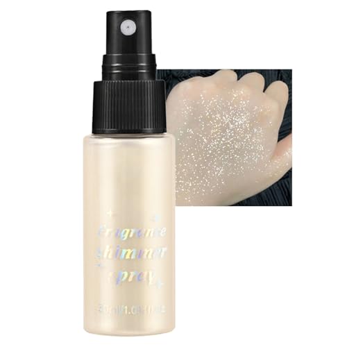 ARCHIDATE glitzer spray glitzerspray für haare Gesicht und Körper feiner Glow Effekt schnell trocknend langanhaltend body glitter für Highlight Make-up 30 ml (#01 Perlenweiß Glow)