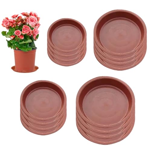 POHOVE 16 Stück Untersetzer Blumentopf, 12/17/19/20cm, Terrakotta, für Innen- und Außenbereich