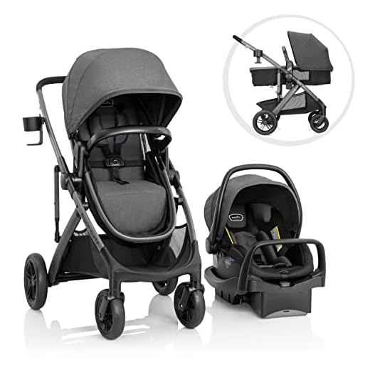 Evenflo Pivot Suite Travel System with LiteMax Infant Car Seat with Anti-Rebound Bar Devon Gray