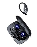 Wireless Bluetooth Earbuds, 80Hrs Playtime, Wireless Charging Case with LED Display, Sports Earbuds with Earhooks, Deep Bass, IPX7 Waterproof Headphones for Phone, TV, Laptop