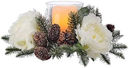 GLITR Berry VP Ball Smilax Candle Ring RED (Frosty Peony)