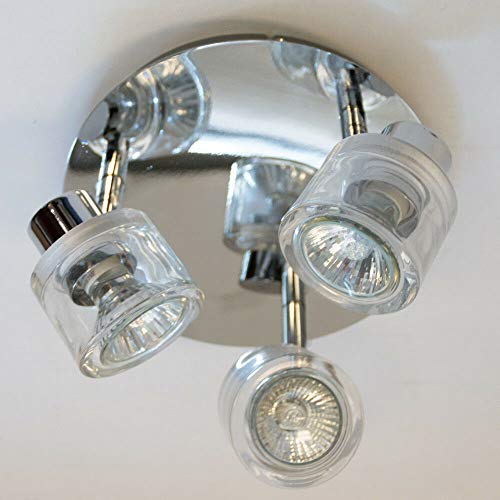 LITECRAFT Spotlight Plate Adjustable GU10 3 Light with Clear Glass Shade - Polished Chrome Clearance