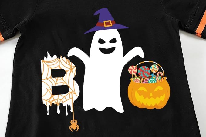 Halloween Shirt for Boy Pumpkin Spooky Vibes Ghost Stripe Long Sleeve T-Shirt Kids Dancing Skeleton Boo Tops 2-7 Years - Image 5