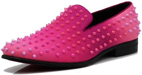 USOP Men's Fashion Spike Gradient Dress Loafers Slip On Shoes Classic Tuxedo Dress Shoes3