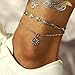 Produktbild JovonoMultilayered Sunflower Fußkettchen Layered Silver Fußkettchen Armbänder Fashion Beach Foot Jewelry für Frauen und Mädchen