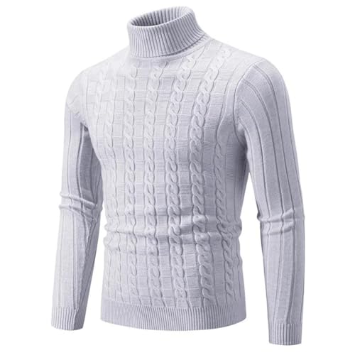Men’S Solid Color Thread Slim Fit Turtleneck Knit Pullover Sweater Long Sleeve Casual Jumper Top2
